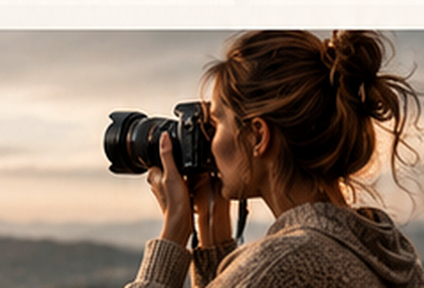 Fotografka podczas fotografowania krajobrazu